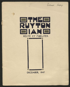 Magazine, Ruyton Girls' School, The Ruytonian, 1947