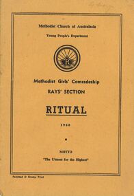 Booklet, Methodist Girls' Comradeship Rays' Section Ritual and Installation Ceremony