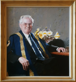 Painting - Artwork - painting, 'Portrait of Professor David James, Inaugural Vice Chancellor of University of Ballarat', by Michael Henwood, 2001