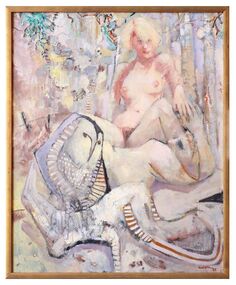 Oil Painting, Nude and Owl, 1985
