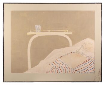Gouache Painting, Hospital Suite, Needle in Stomach, 1977