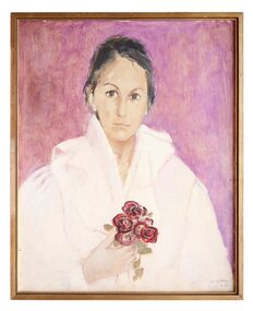 Oil Painting, Adriane with Flowers, 1981