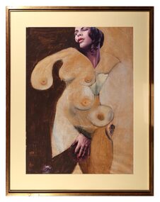 Mixed Media Drawing, Collage Nude, 1977
