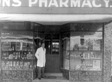 Photograph - Photograph (Copy), Charles Leslie Mitton's Surrey Hills pharmacy, c1933