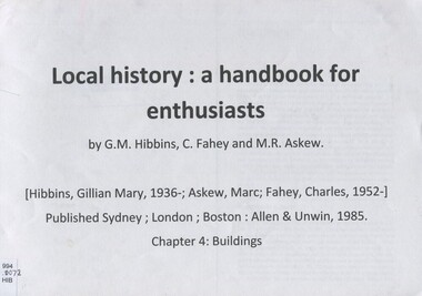 Book, Extract from: " a handbook for local history"
