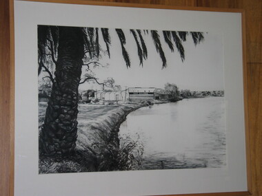 Charcoal on paper, Gary James, Maribyrnong River, 1984