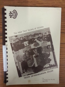 Book, The Adult Deaf Society of Victoria Needs Determination Study