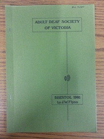 Book, Adult Deaf Society of Victoria Bristol 1981