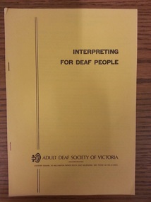 Booklet, Interpreting for Deaf People