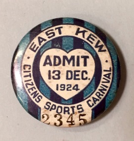 East Kew Citizens Sports Carnival: Admit 13 Dec. 1924
