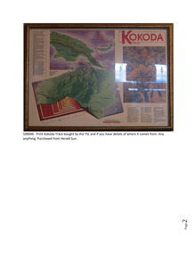 Memorabilia - Print  Title  Print  Other Identifiers No identifiers Media No Attached Media Description Physical Description  Framed print from 'The Australian' giving information around the Kokoda Trail, Kokoda Track Information Print