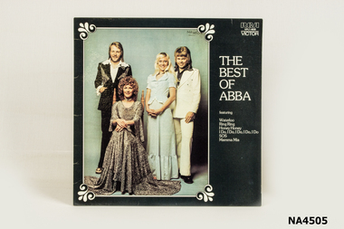 Cardboard cover for record entitled 'The Best of ABBA'; (Cover only, no record.)