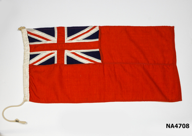 British Red Ensign. Red flag with Union Jack in the left hand top corner. 
