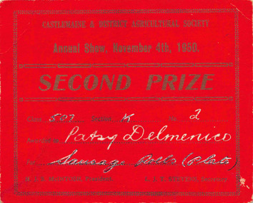 Certificate, Second Prize, 4 November 1950