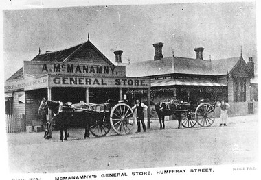 Postcard - Card Box Photographs, McManamny's General Store, Humffray Street. Ballarat