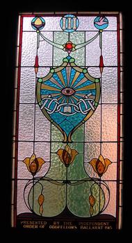 A stained glass window at the Ballarat Observatory
