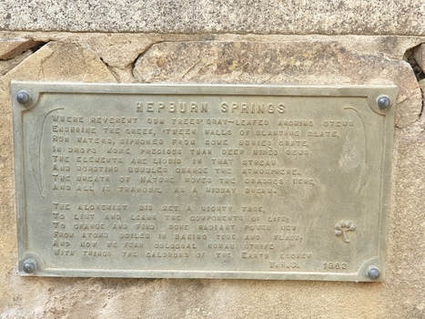 Plaque at Locarno Springs, Hepburn Mineral Springs