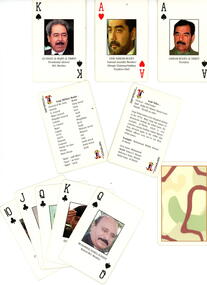 Playing cards depicting Iraqi politicians and soldiers 