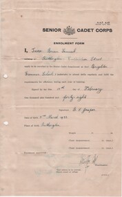 Document - Enrollment form Cadet Corps, 1948