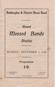 Documents, Sun Print, Grand Massed Bands Display, Sunday, December 3, 1939