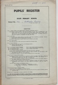 Document - School Records - Register, C.H. Rixon, Government Printer, Pupils' Register. State Primary School. School No. 522, Rutherglen Primary, 1977-1980