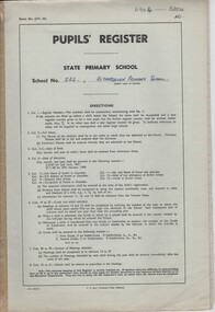 Document - School Records - Register, C.H. Rixon, Government Printer, Pupils' Register. State Primary School. School No. 522, Rutherglen Primary School, 1990-1996