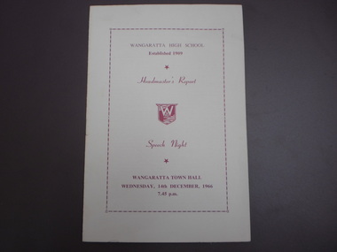 WHS Speech Night Pamphlet, 1966