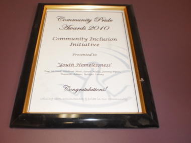 WHS Framed Certificate, 2010