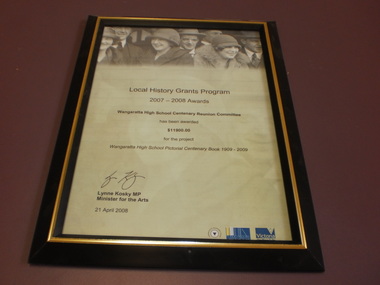 WHS Framed Certificate, 2008