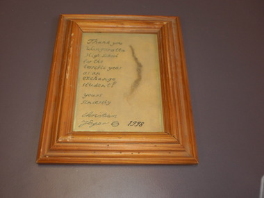 WHS Framed letter, 1998