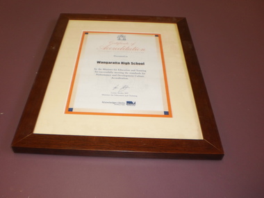 WHS Framed Certificate