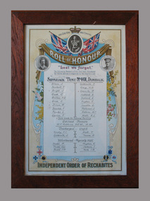 Certificate, Framed, Roll of Honour, 1914