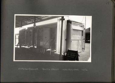 Photograph, X-ray caravan Outside of the Victorian Markets Queen St 1962 - Department of Health - Tuberculosis Branch - Chest X-Ray Surveys program