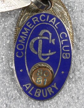 Blue and Silver Membership Badge for the Commercial Club Albury 1980-81