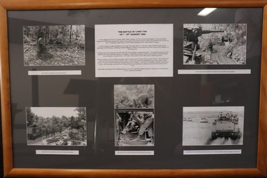 Collage with text and photographs of the Battle of Long Tan.