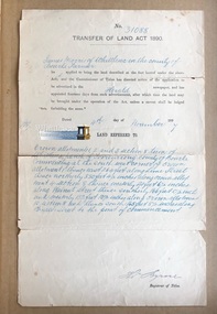 Document - Register of Titles, Transfer of Land Act 1890, 1897