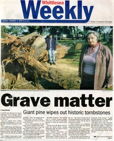 Newspaper - Article, Whittlesea Weekly, Grave matter, Thomastown Lutheran Church Cemetery, 6 Sep 2005