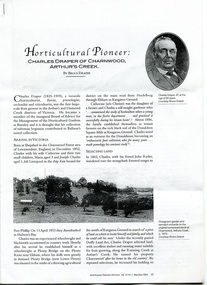 Document - Copy, Australian Garden History, Horticultural Pioneer Charles Draper of Charnwood Arthurs Creek, May/Jun 2004