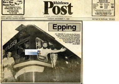 Newspaper - Newspaper clipping, Ken Jeffery, Epping All Aboard