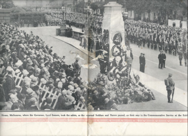 Newspaper - Document, article, 25,000 Returned Soldiers, Headed By Their Leader, Sir John Monash, Marched Past The Cenotaph On Anzac Day, 05/05/1928