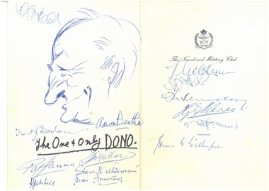 Document - Menu card, The One and Only Dono, 1958