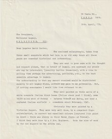 Letter, Tobruk Photos, 1979