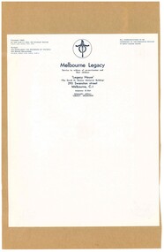 Document, Melbourne Legacy Letterhead, 1960s