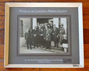 Photo, Opening of the Camberwell Memorial Institute by the Hon. Stanley M. Bruce,  Prime Minister of Australia. 18 August 1923, 1923
