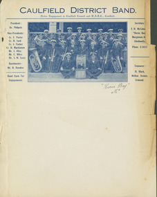 Letters, Caulfield District Band correspondence, 1928 - 1929