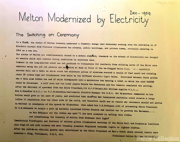 Newspaper, Melton Modernised by Electricity, 1939