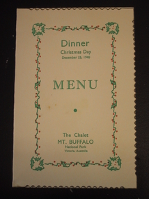 Menu, "Dinner Christmas Day December 25, 1940 "