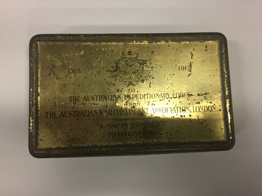 Functional object - Gift Tin, To Australian Expeditionary Force from The Australian War Contingent Association London 1915, 1915