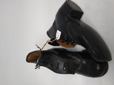 Footwear - Pair Child's black leather boots, Child's black leather boots