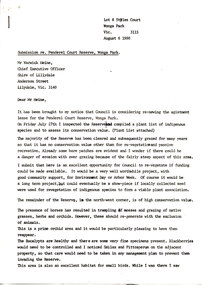 Document (Item) - Submission, Wonga Park: 6 August 1990 Submission by Flora Anderson to Shire of Lillydale re Penderel Court Reserve